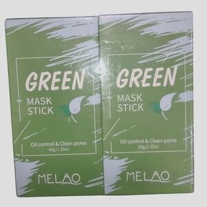 MELAO Green Mask Stick Oil‎ Control Clean Pores Blackhead Remover 1.35oz 2 pack